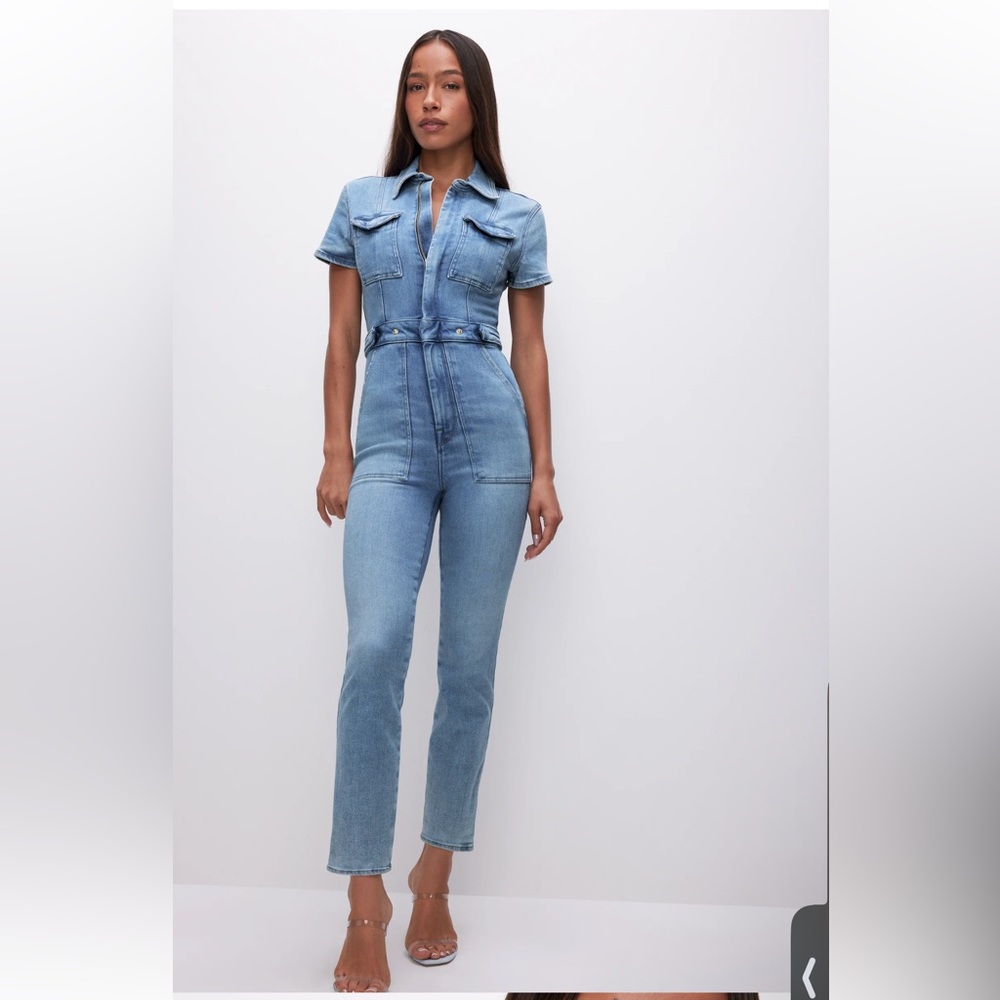 Good American Light Blue Denim Jumpsuit